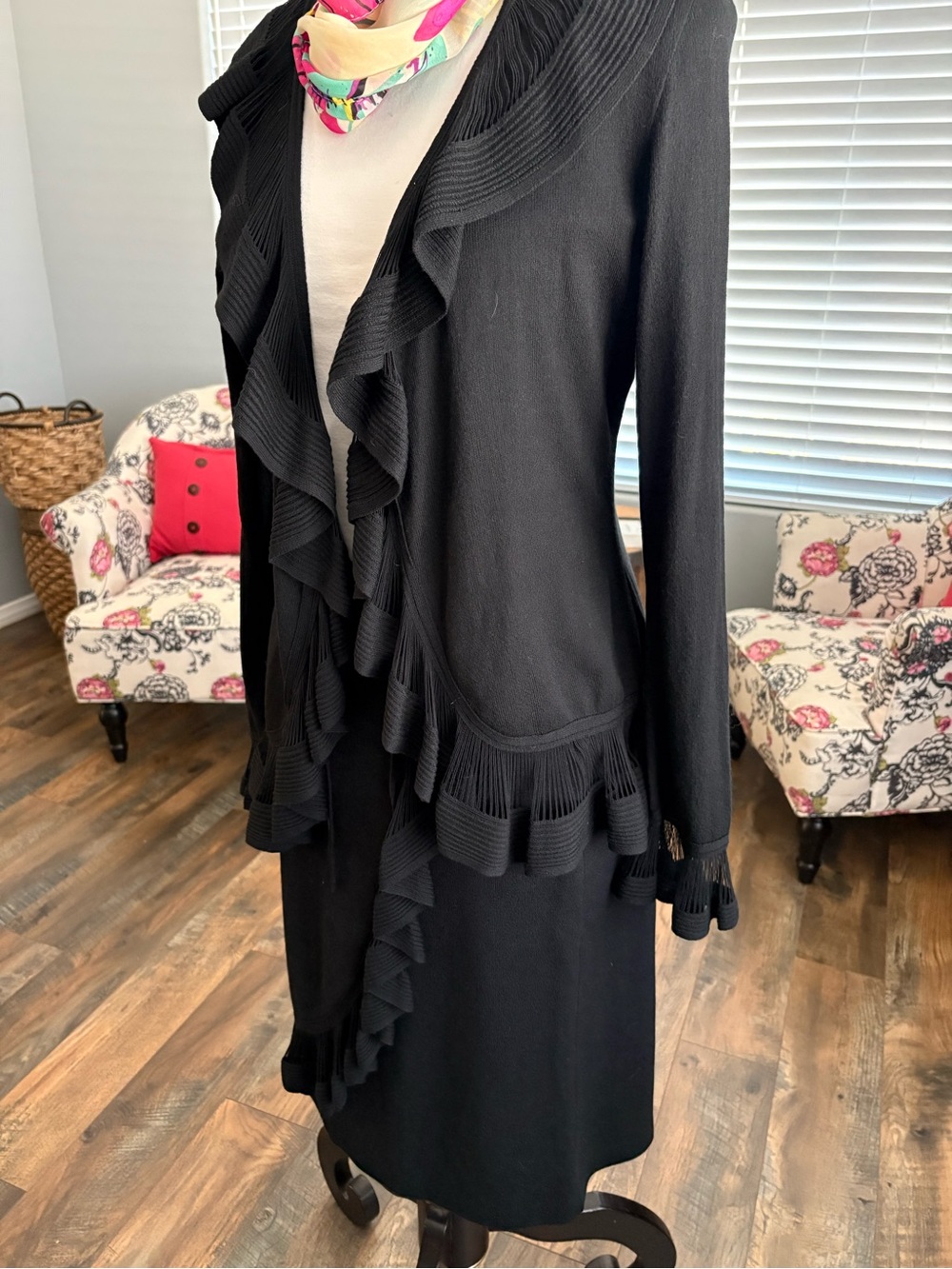 FeZendi Couture knit Black Women's cardigan & skirt set